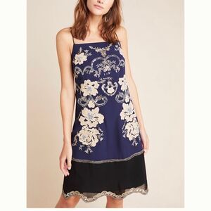 Anthropologie | Allaire Embroidered Slip Dress | Size: XS | Color: Navy